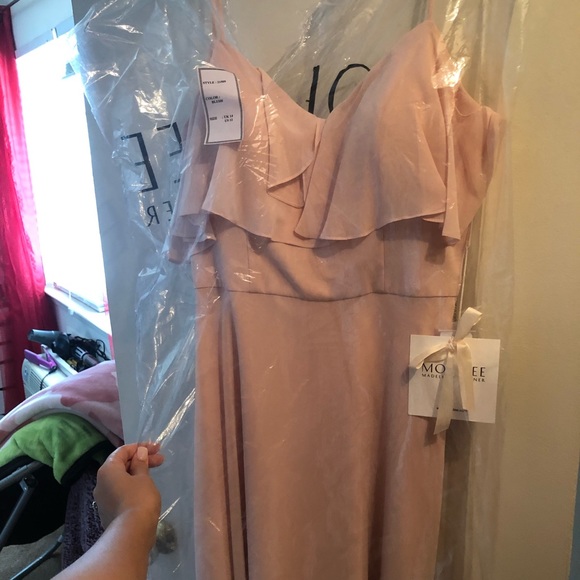 Chiffon Bridesmaids Dress with Off-the-Shoulder - Picture 1 of 3